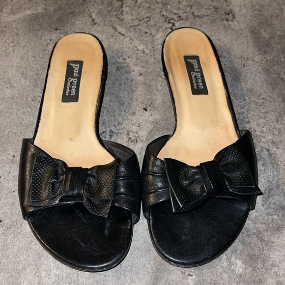 Paul Greene black leather slides sandals 8.5 - Picture 2 of 6